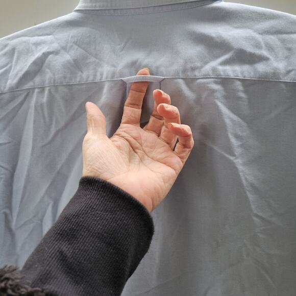 Lands End Shirt Mens XL (16/35)Blue Trim Fit Long Sleeve Button Up Career Casual - Picture 8 of 8